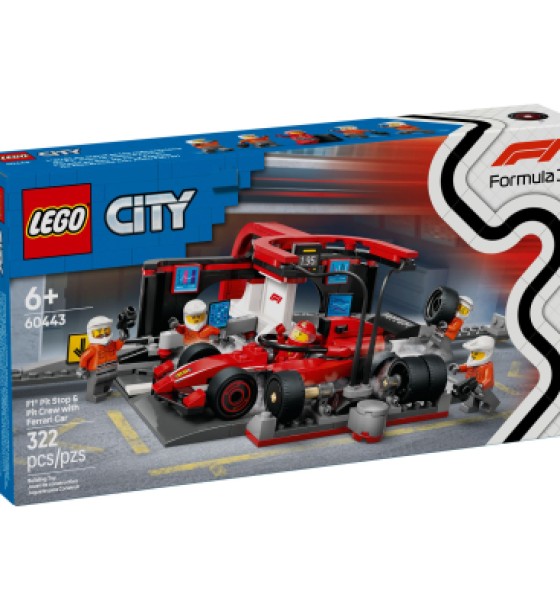 Конструктор LEGO City Піт-стоп і піт-екіпаж F1 з болідом Ferrari (60443)