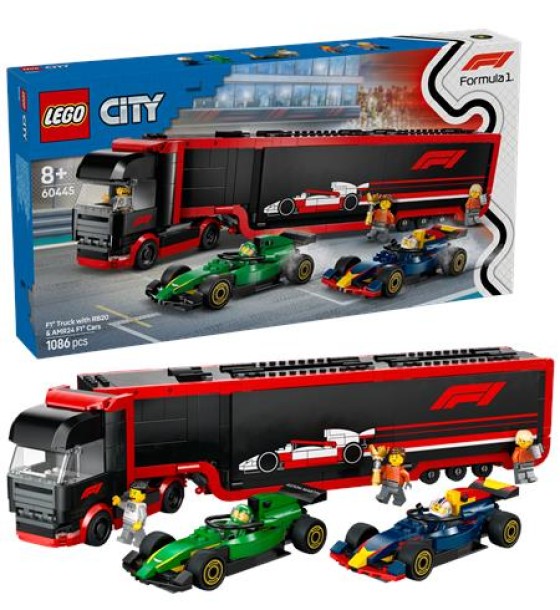 Конструктор LEGO City Вантажівка F1 з автомобілями RB20 та AMR24 (60445)