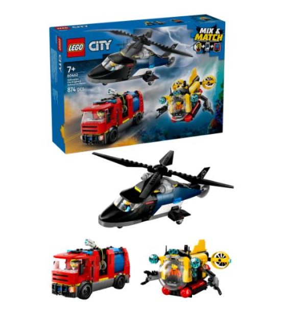 Конструктор LEGO City Ремікс вертольотів, пожежних машин і підводних човнів (60462)