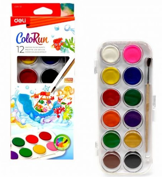 Фарба акварель "Color ran", 12 кольорів