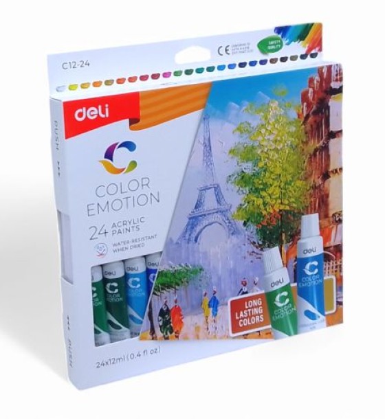 Фарба акрилова "Color Emotions", 24 кольори по 12 мл