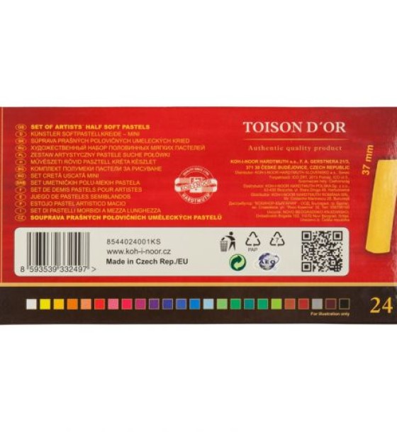 Крейда-пастель TOISON D'OR, 1/2, 24 кол.