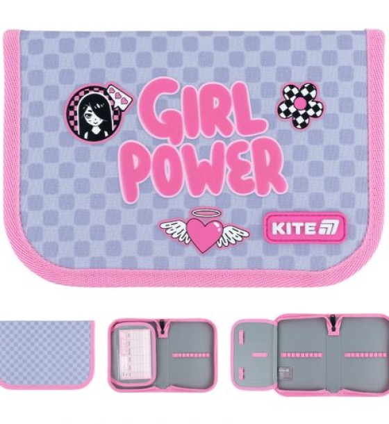 Пенал Kite 1 від., 1 відв., без наповнення 621 Girl's Power