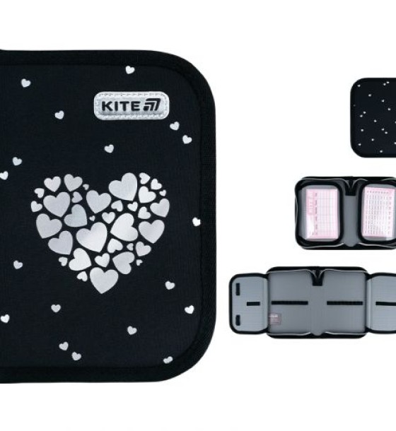 Пенал Kite 1 від., 2 відв., без наповнення 622 Black&Silver