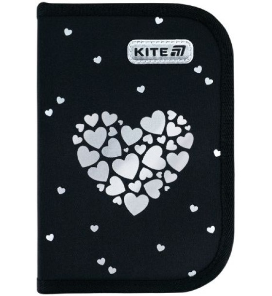 Пенал Kite 1 від., 2 відв., без наповнення 622 Black&Silver