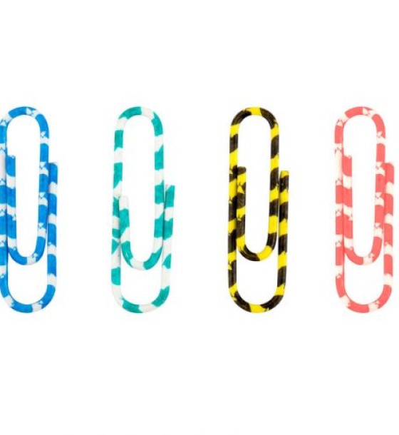 Скріпки кольорові смугасті, 28 мм, 100 шт, пласт. контейнер