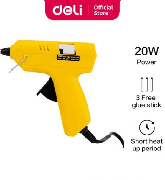 Пiстолет для клею Deli ЕА50061 жовт 7мм 20W+ 3стрижня
