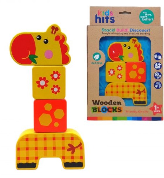 Деревʼяна іграшка-конструктор "Wooden Blocks: Жирафа", 4 елементи