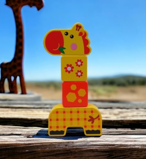 Деревʼяна іграшка-конструктор "Wooden Blocks: Жирафа", 4 елементи