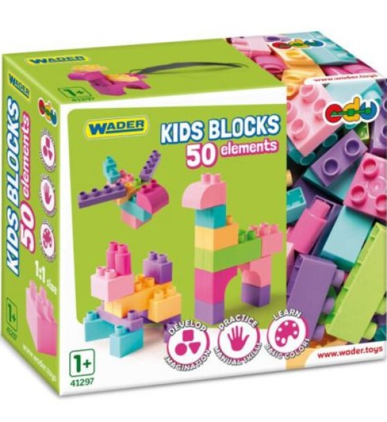 Конструктор пластиковий "Kids Blocks" 50 елементів (рожевий)