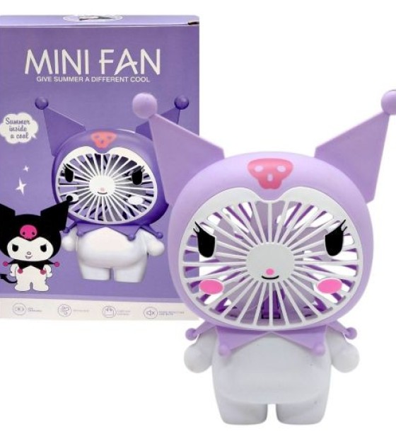 Вентилятор "MINI FAN", вбудований акумулятор, USB Type-C, в коробці (KUROMI)